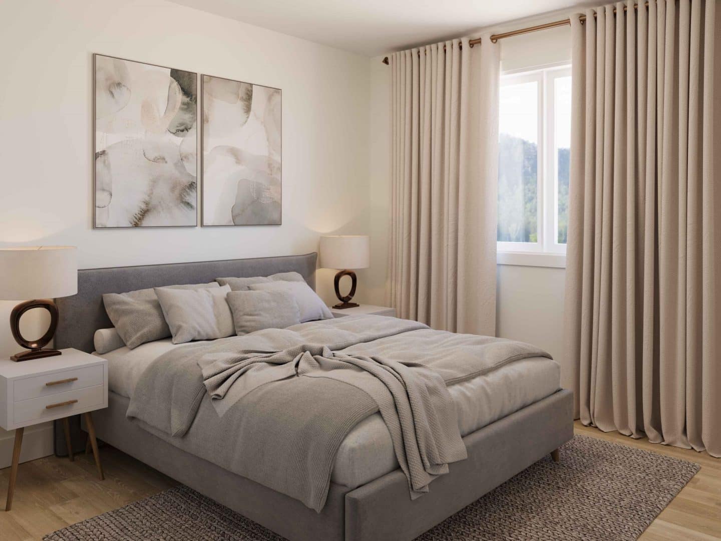 Model Lupin, a single-storey home in the classic style. View of the secondary bedroom.