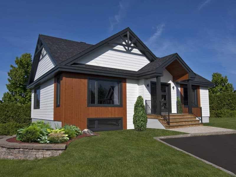 Moretta model, a contemporary-style bungalow. View from outside.