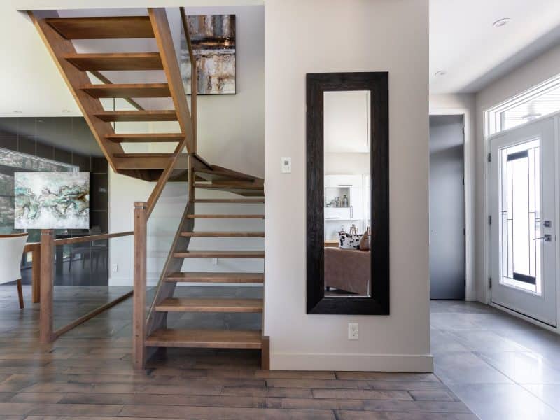 A creation of the St-Lin-Laurentides sales office, a two-story model named Mundo in contemporary style. View from the staircase.