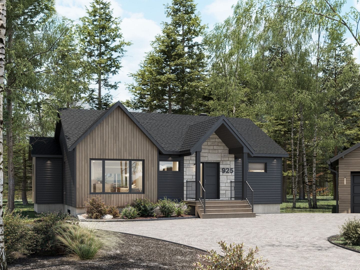 The Hera model is a Scandinavian-style bungalow. View from the outside.